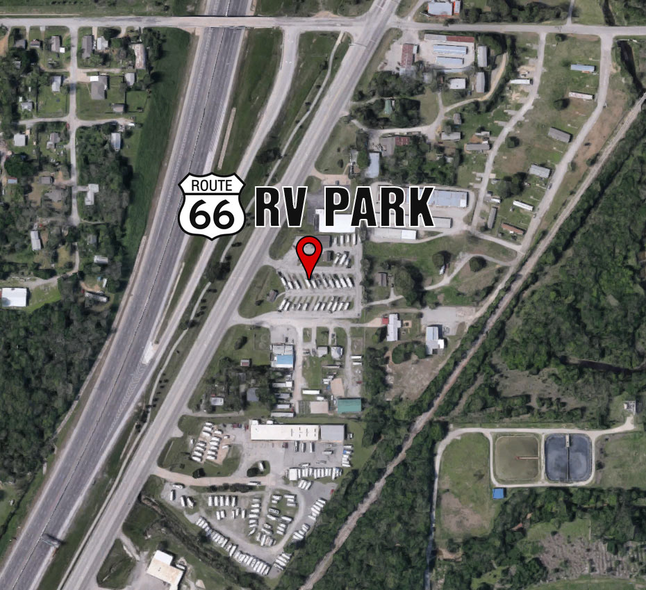 Google Map with directions to Route 66 RV Park Tulsa